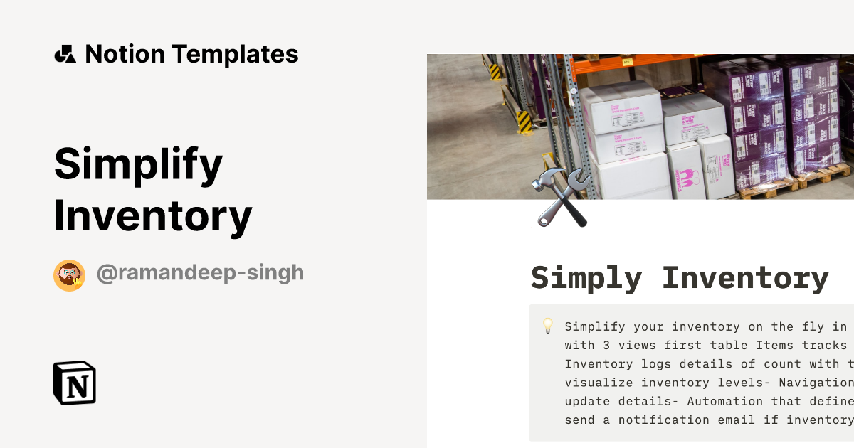 Simplify Inventory Notion Template