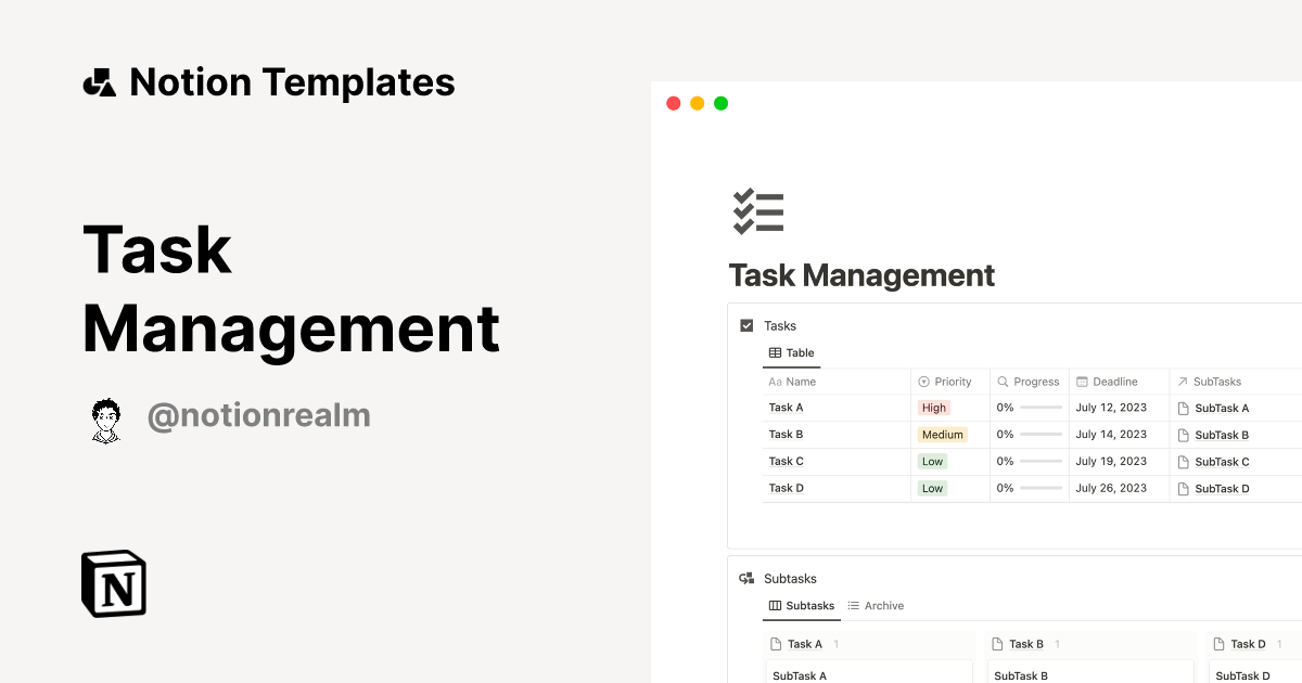 Task Management Notion Template