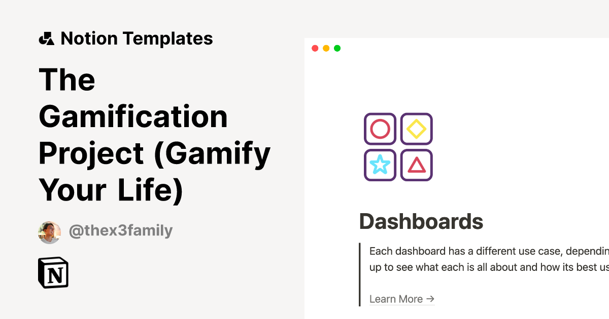 The Gamification Project (Gamify Your Life) Notion Template
