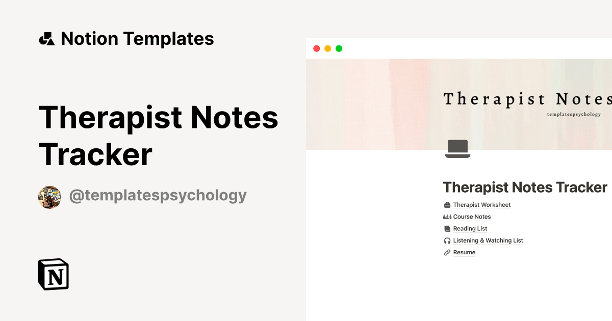 Therapist Notes Tracker Notion Template