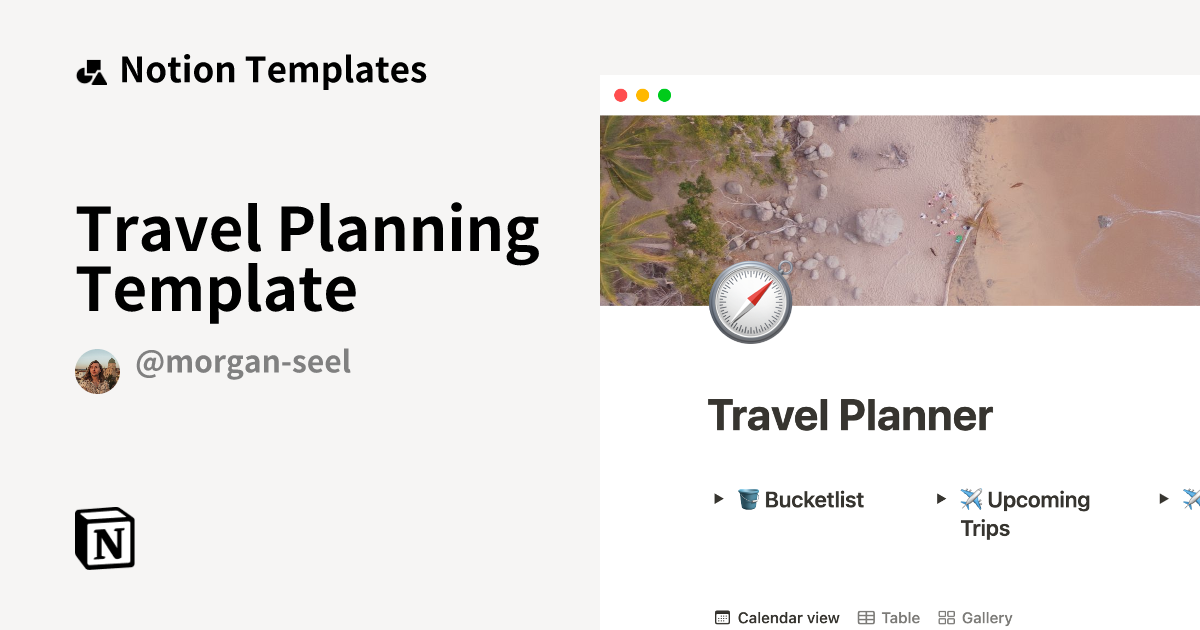 Travel Planning Template Notion Template