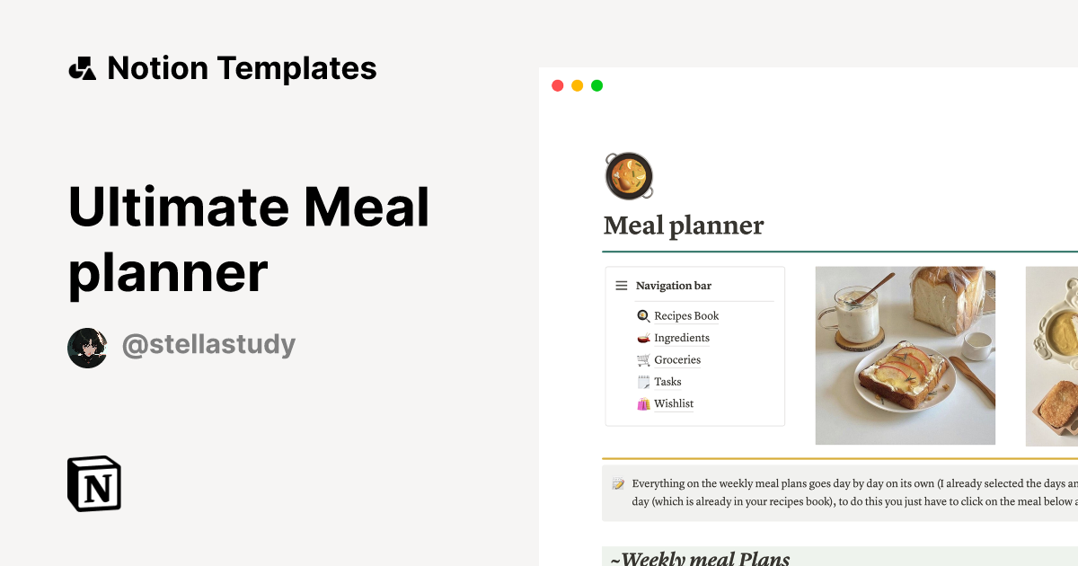 Ultimate Meal planner | Notion Template