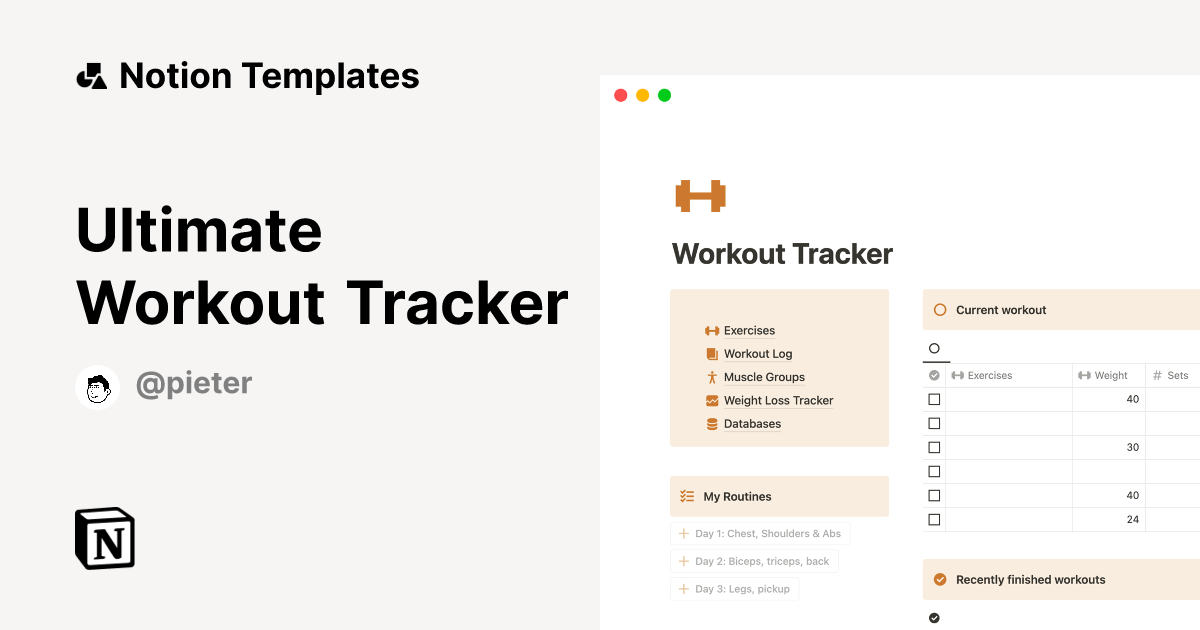 Ultimate Workout Tracker – Notion Template — Notionery