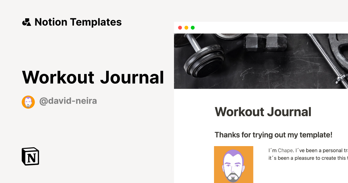Workout Journal  Notion Template