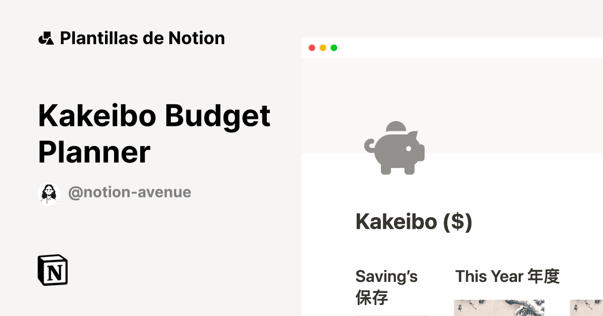 Kakeibo Notion Budget Template, Savings Tracker, Expense Tracker