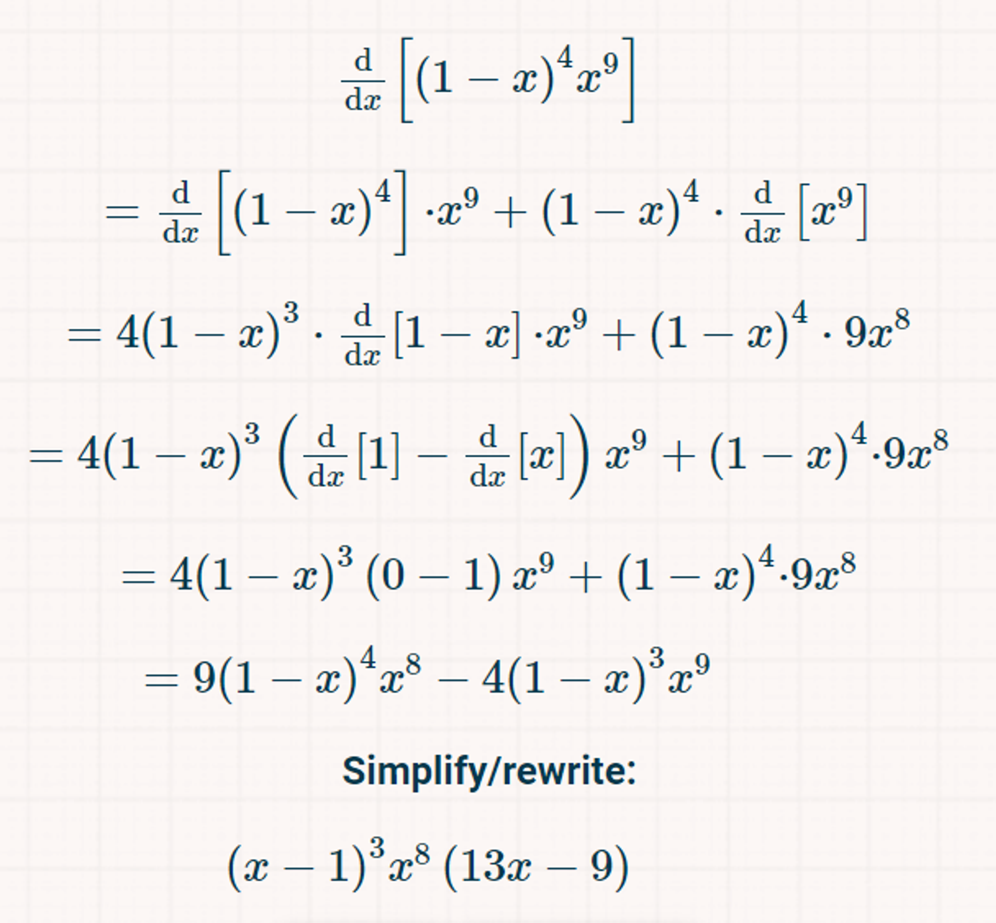 Type : x^9 (1-x)^4  in here