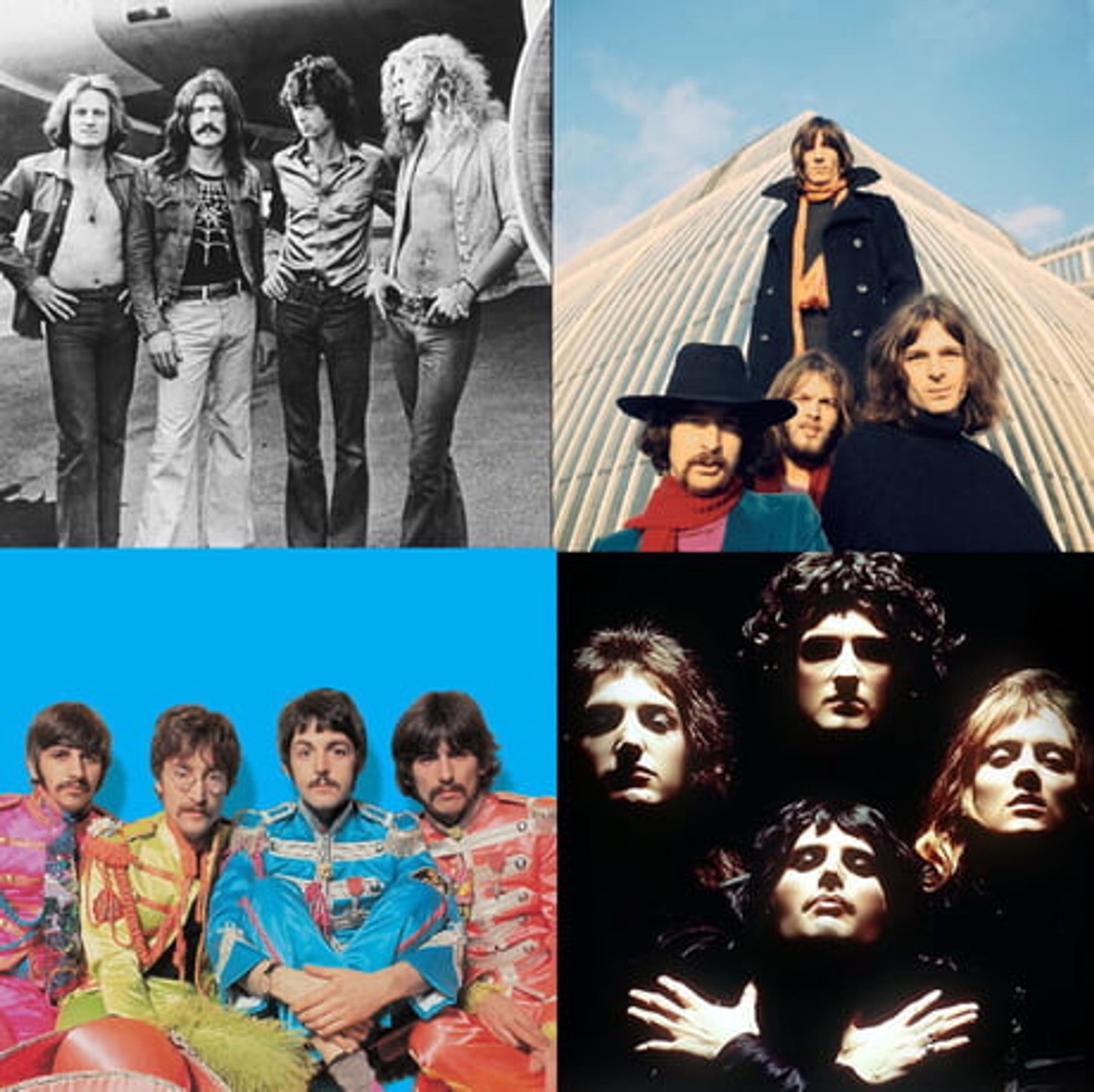 Picture of the Bealtes, Queen, Pink Floyd and Led Zep (Source)