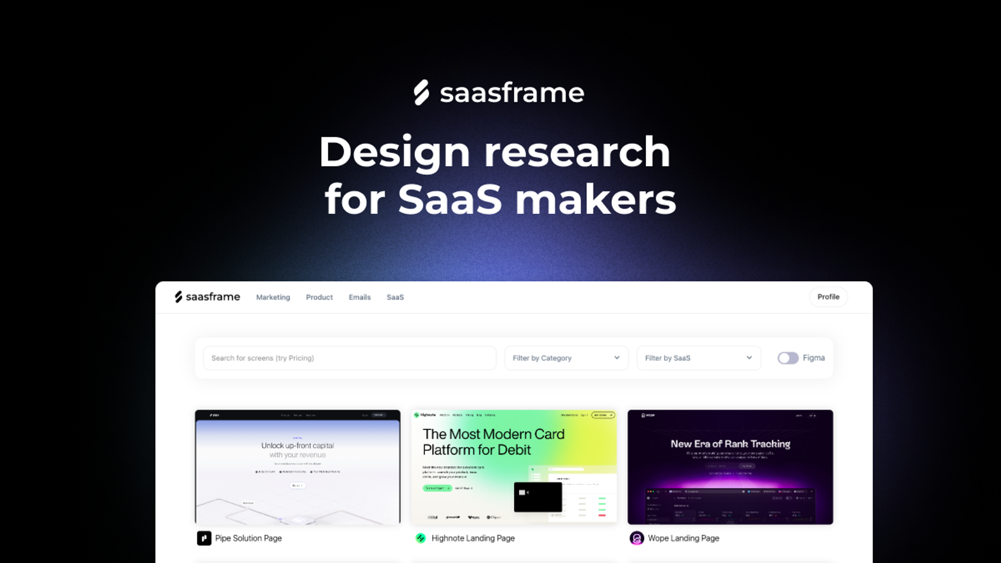 SaaSFrame - Inspiration for SaaS Marketers & Product Designers