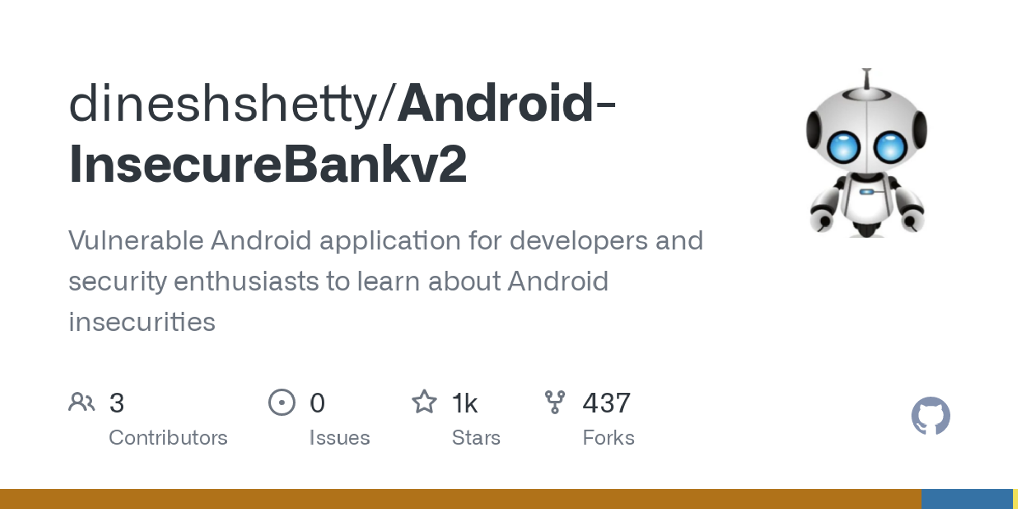 GitHub - dineshshetty/Android-InsecureBankv2: Vulnerable Android application for developers and security enthusiasts to learn about Android insecurities