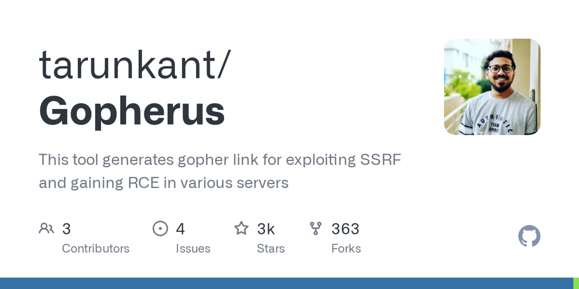 GitHub - tarunkant/Gopherus: This tool generates gopher link for exploiting SSRF and gaining RCE in various servers