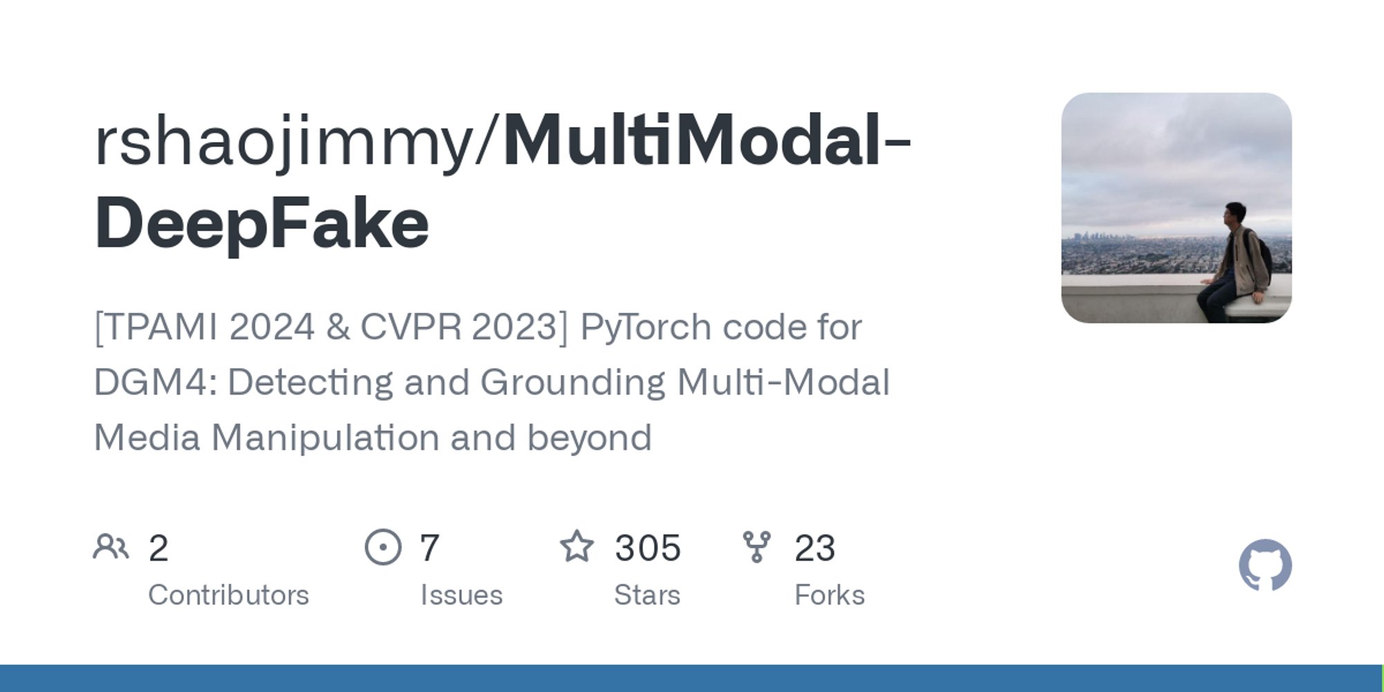 GitHub - rshaojimmy/MultiModal-DeepFake: [CVPR 2023] PyTorch code for DGM4: Detecting and Grounding Multi-Modal Media Manipulation