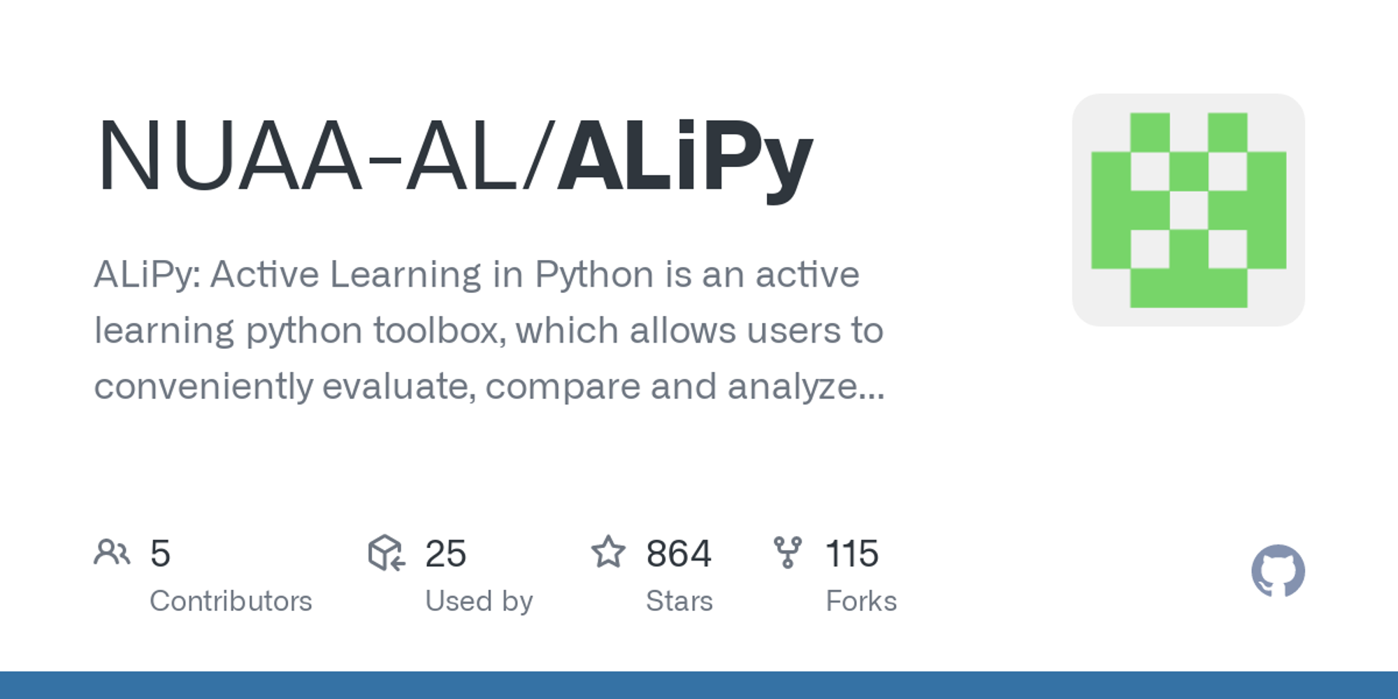 GitHub - NUAA-AL/ALiPy: ALiPy: Active Learning in Python is an active learning python toolbox, which allows users to conveniently evaluate, compare and analyze the performance of active learning methods.