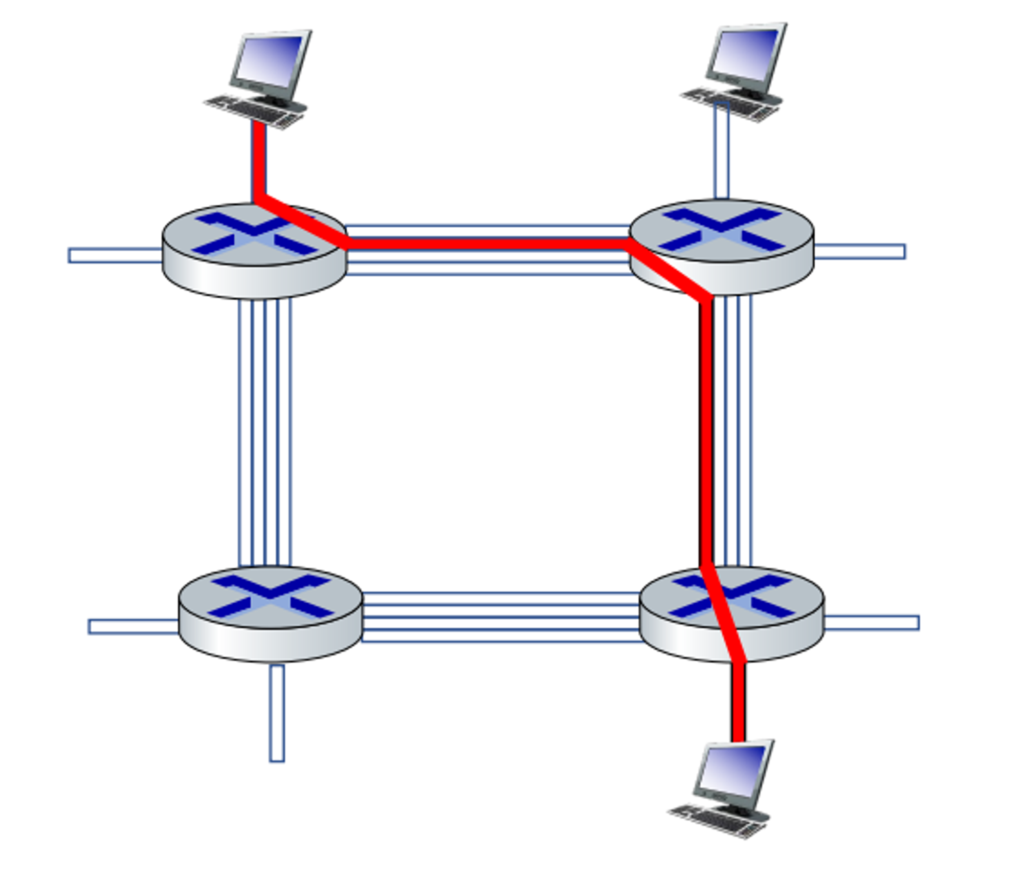 Each link has four circuits in this diagram