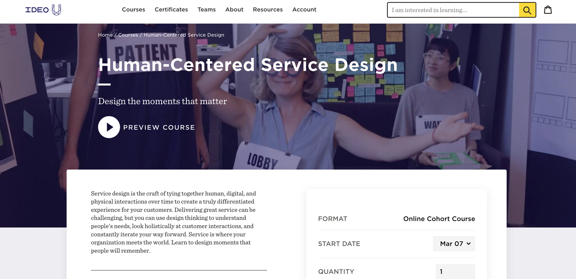 IDEO Human Centered Service design, corsi sulla UX