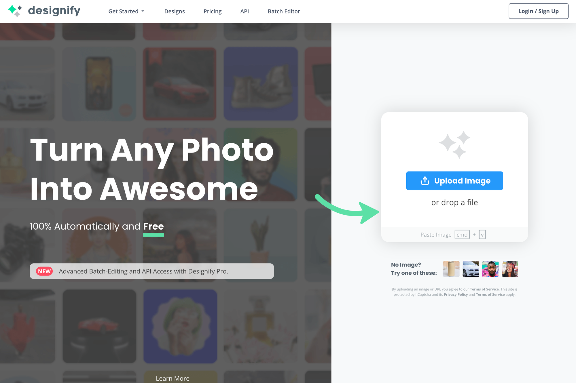 Designify, tool per modificare foto online