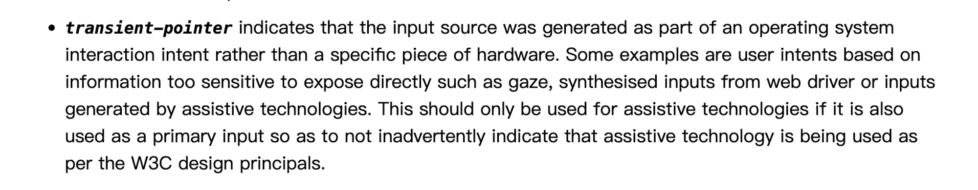 WebXR 草案对 transient-pointer 的定义