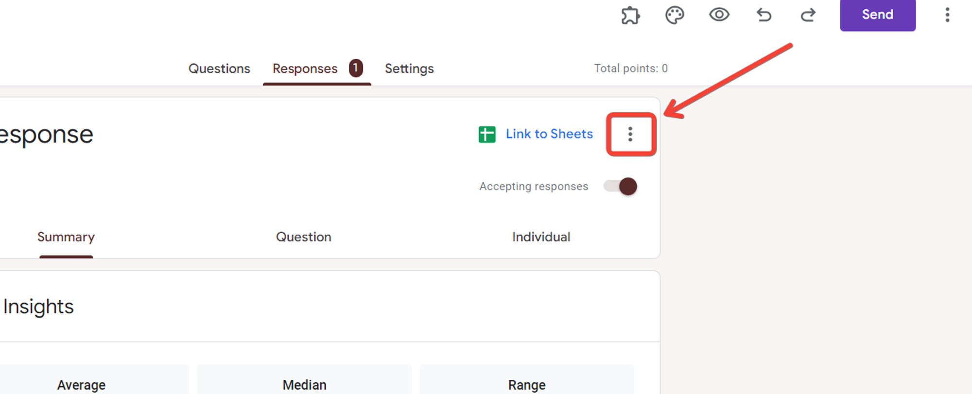 How to delete a response from google forms?