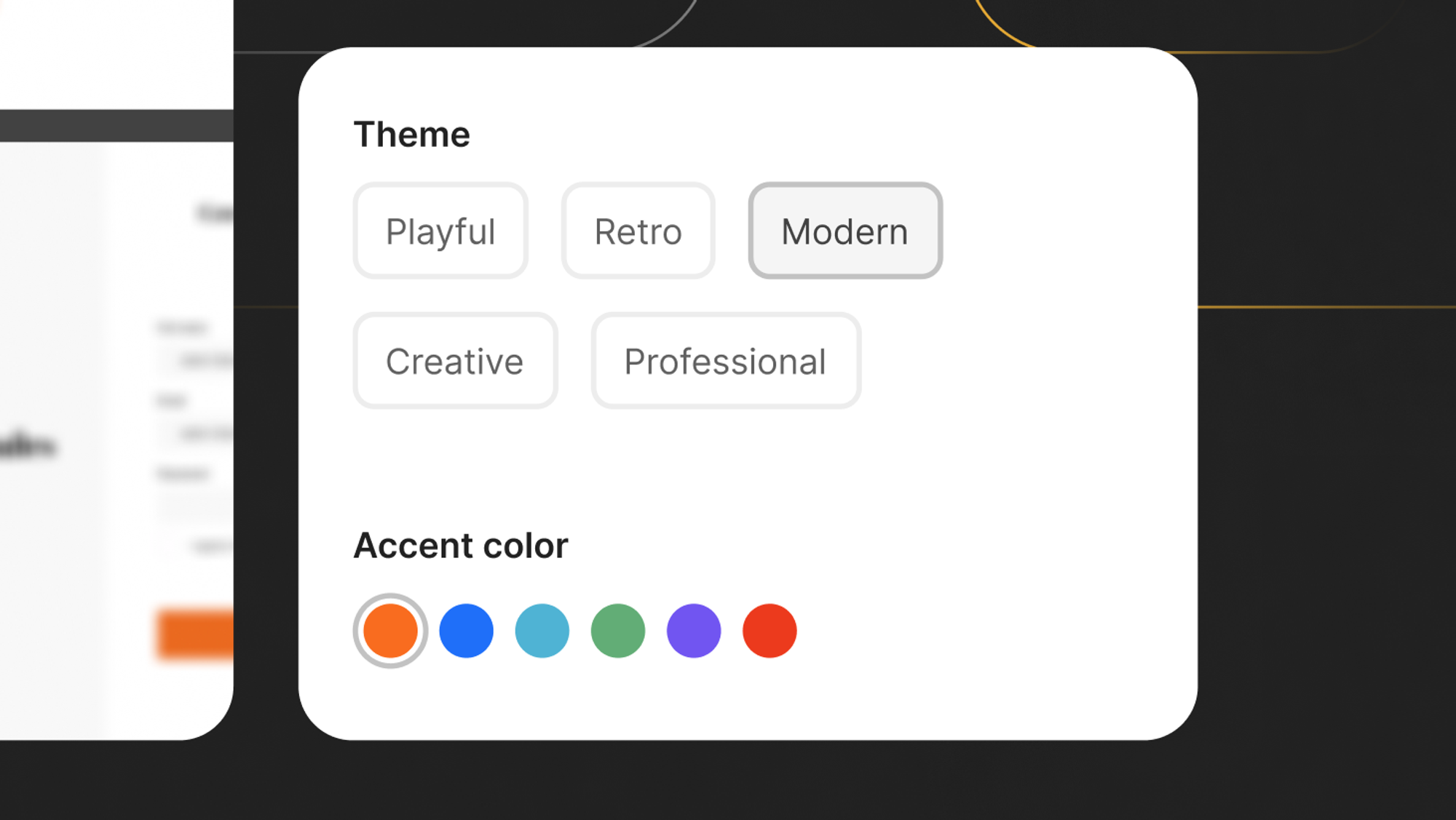 Select a theme and accent color