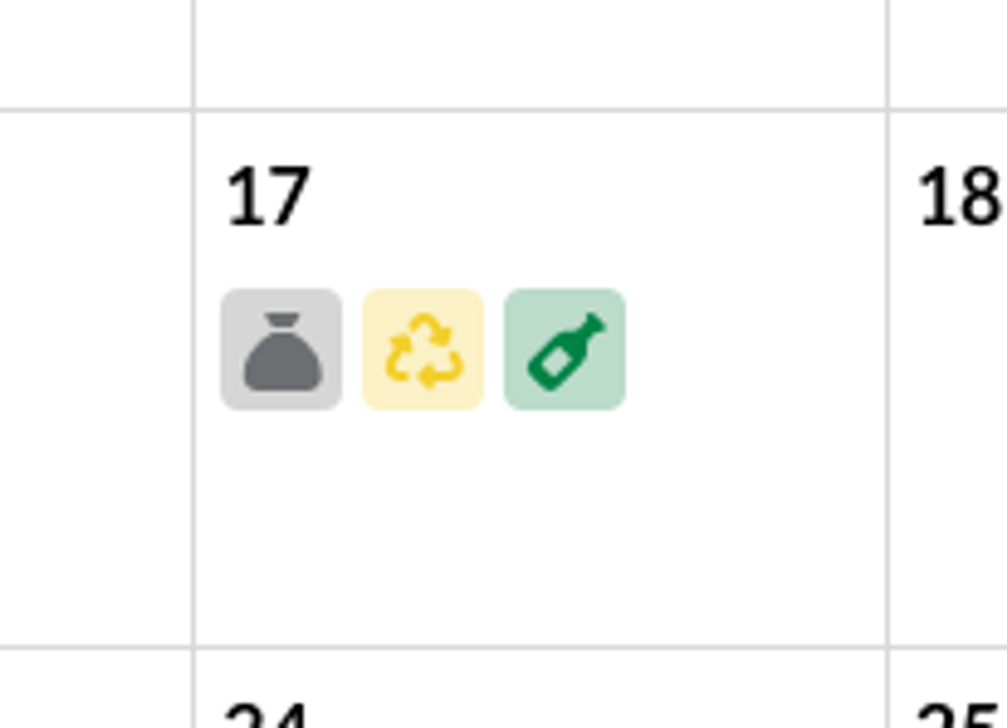 Icon de collecte dans le calendrier numérique