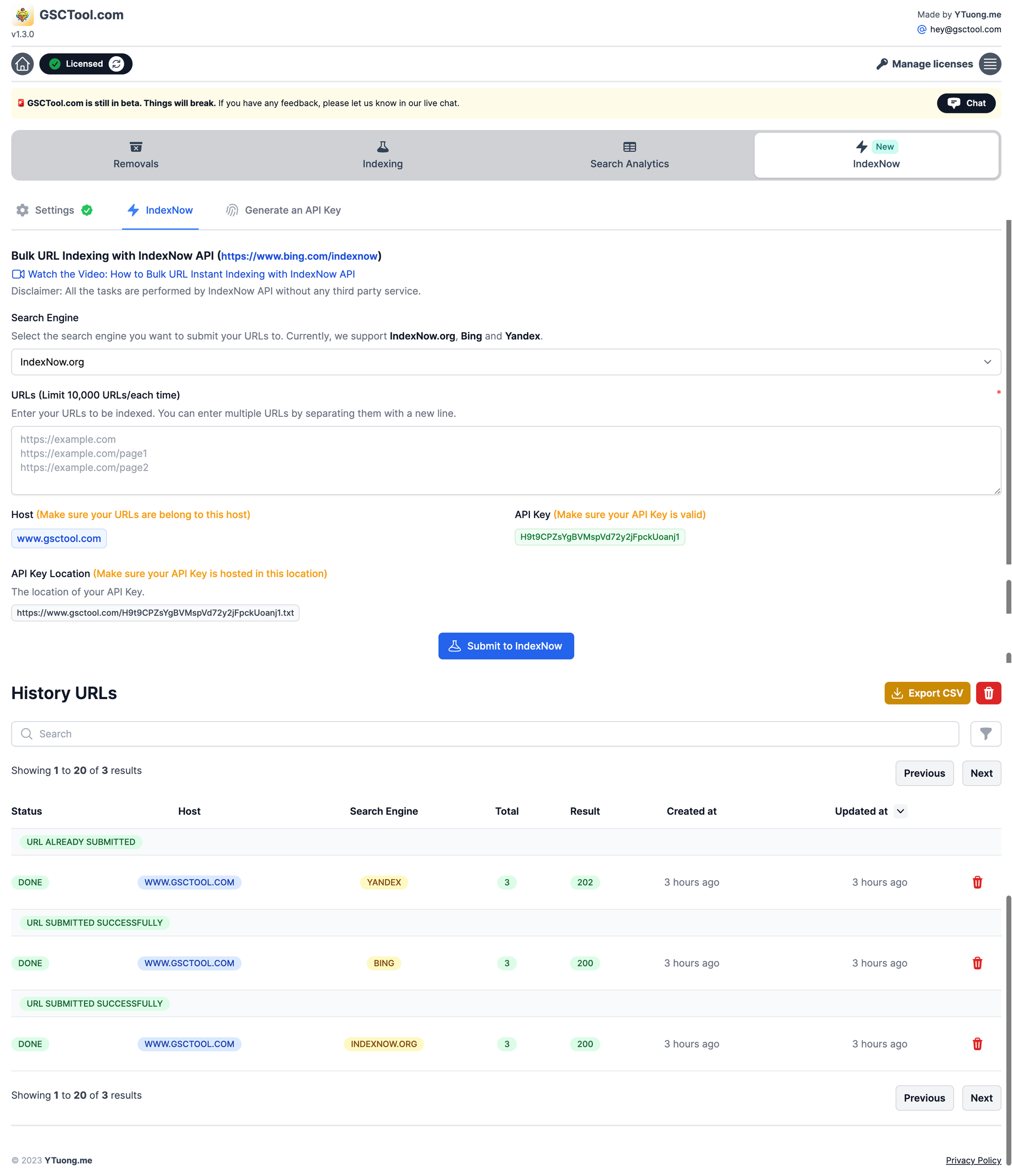 Bulk URL indexing with the IndexNow API