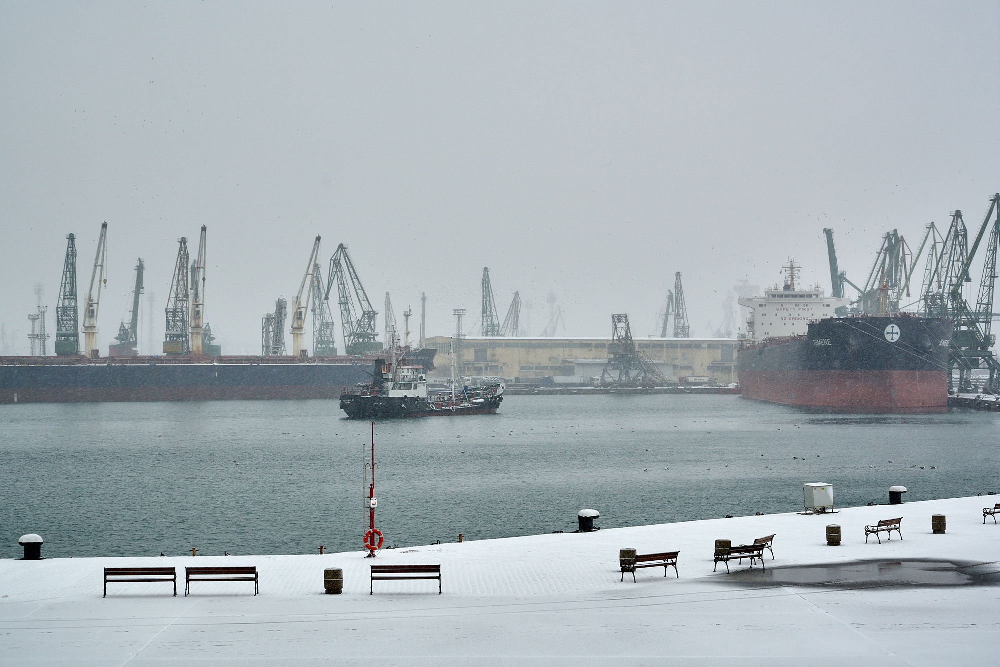 Varna port in winter