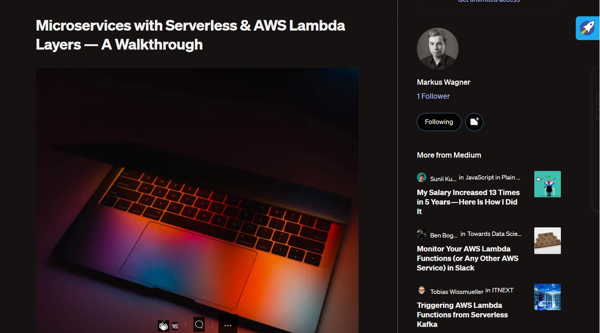 Medium Article about Microservices with AWS Lambda