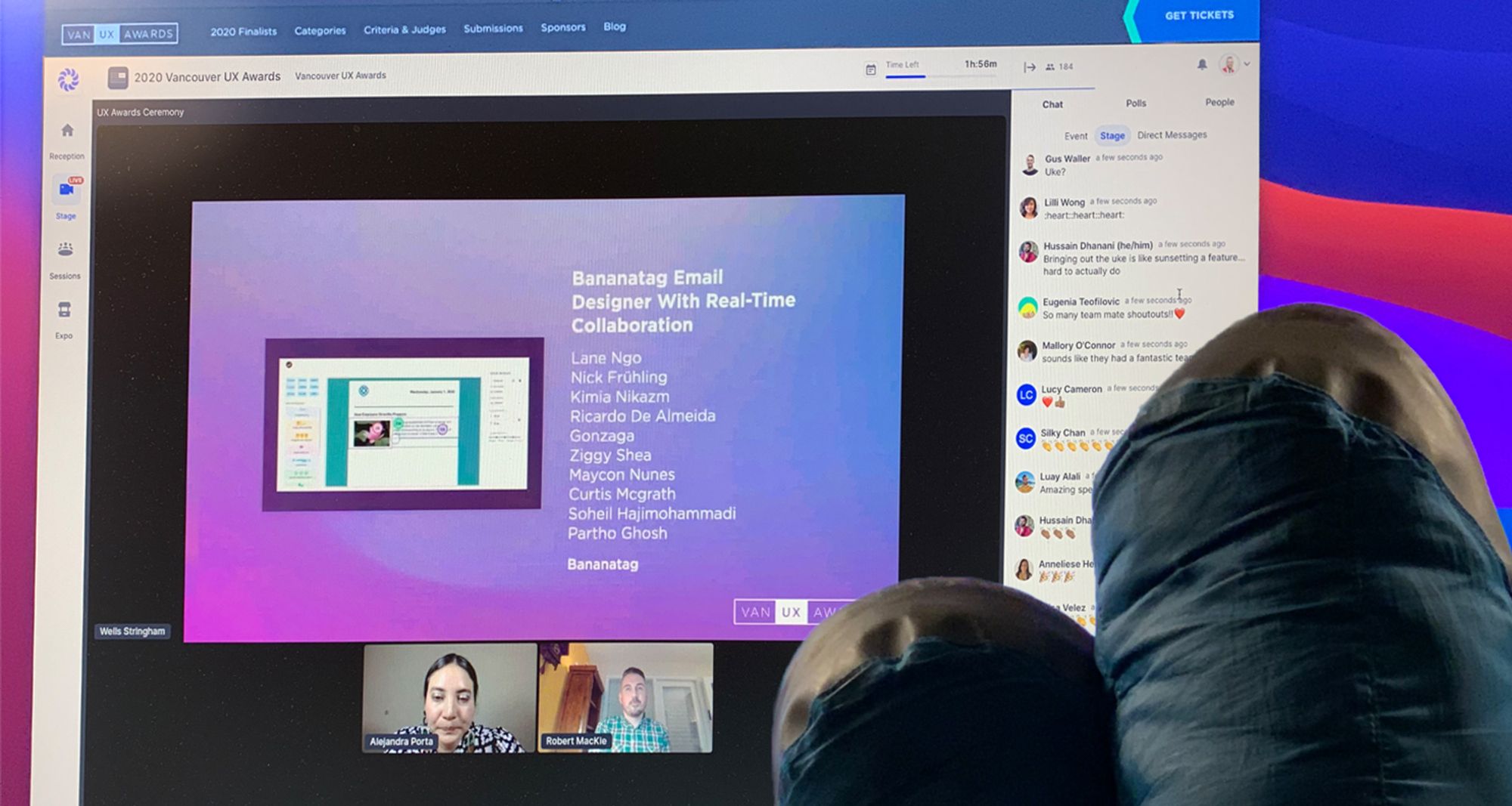 Screenshot of virtual award presentation in the Vancouver UX Awards