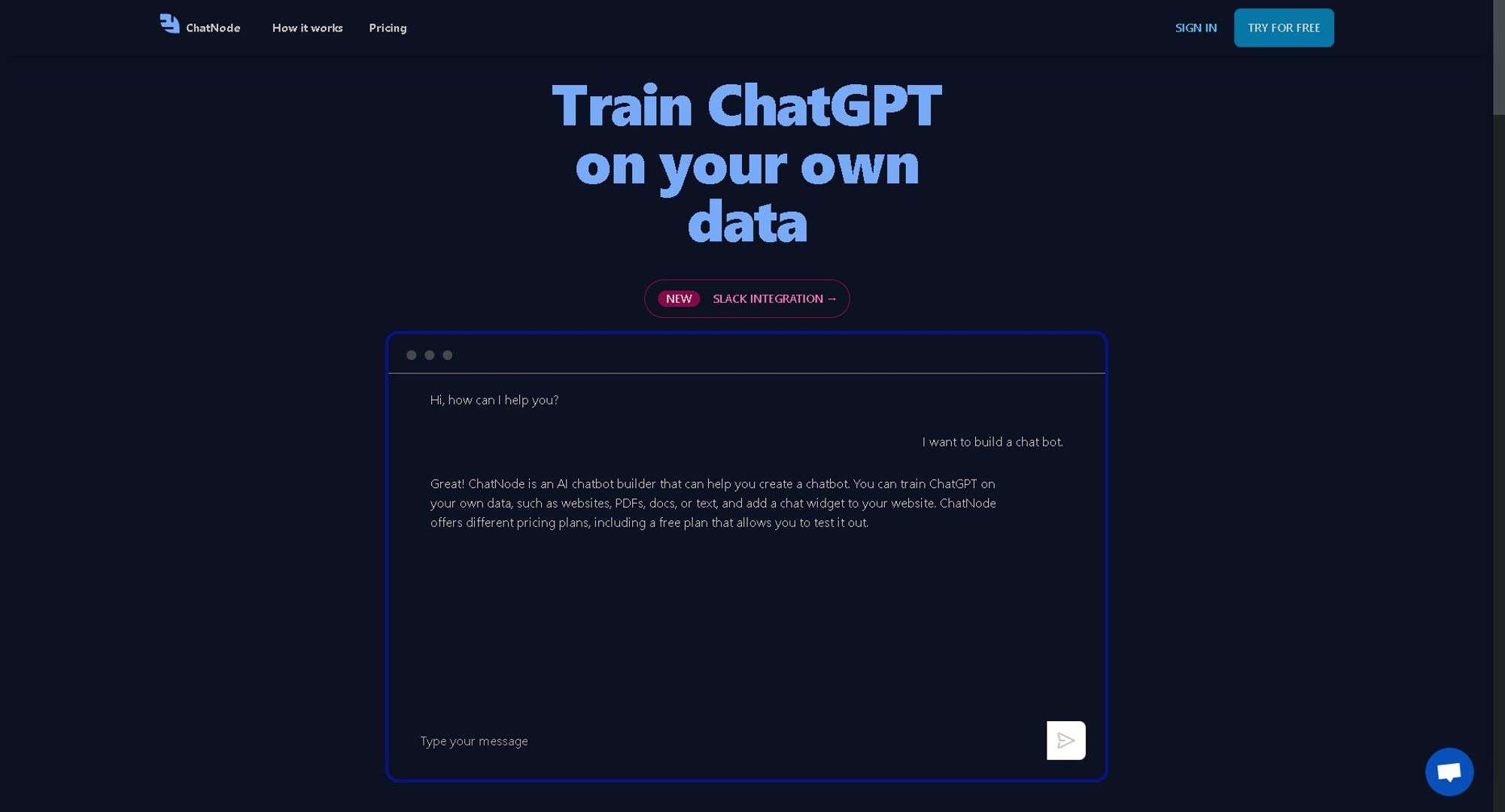 ChatNode | Train ChatGPT on your own data