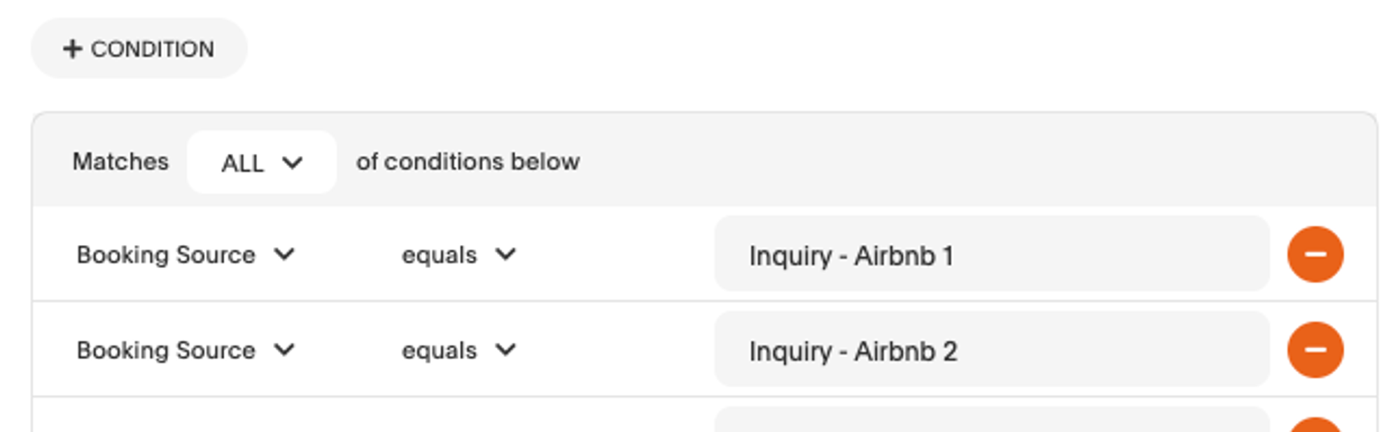 Only a guest with their booking source set as both “Inquiry - Airbnb 1” and “Inquiry - Airbnb 2” will be able to receive the scheduled message due to the 