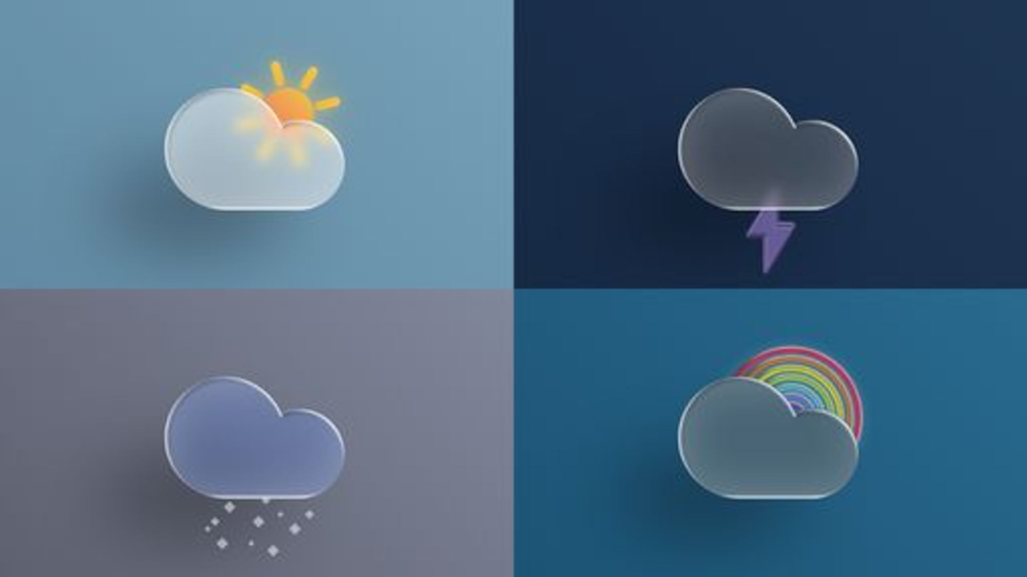 3D glass weather icons