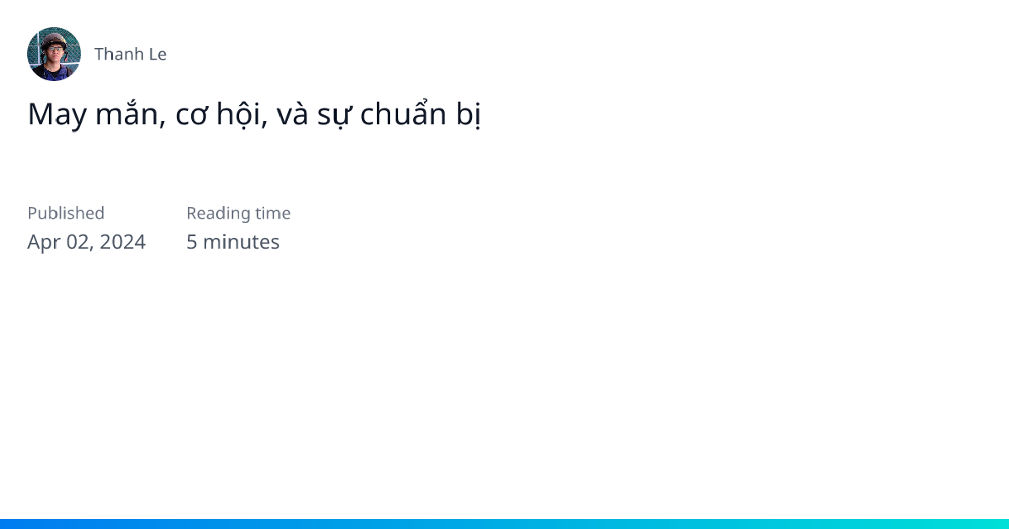 📝 May mắn, cơ hội, và sự chuẩn bị