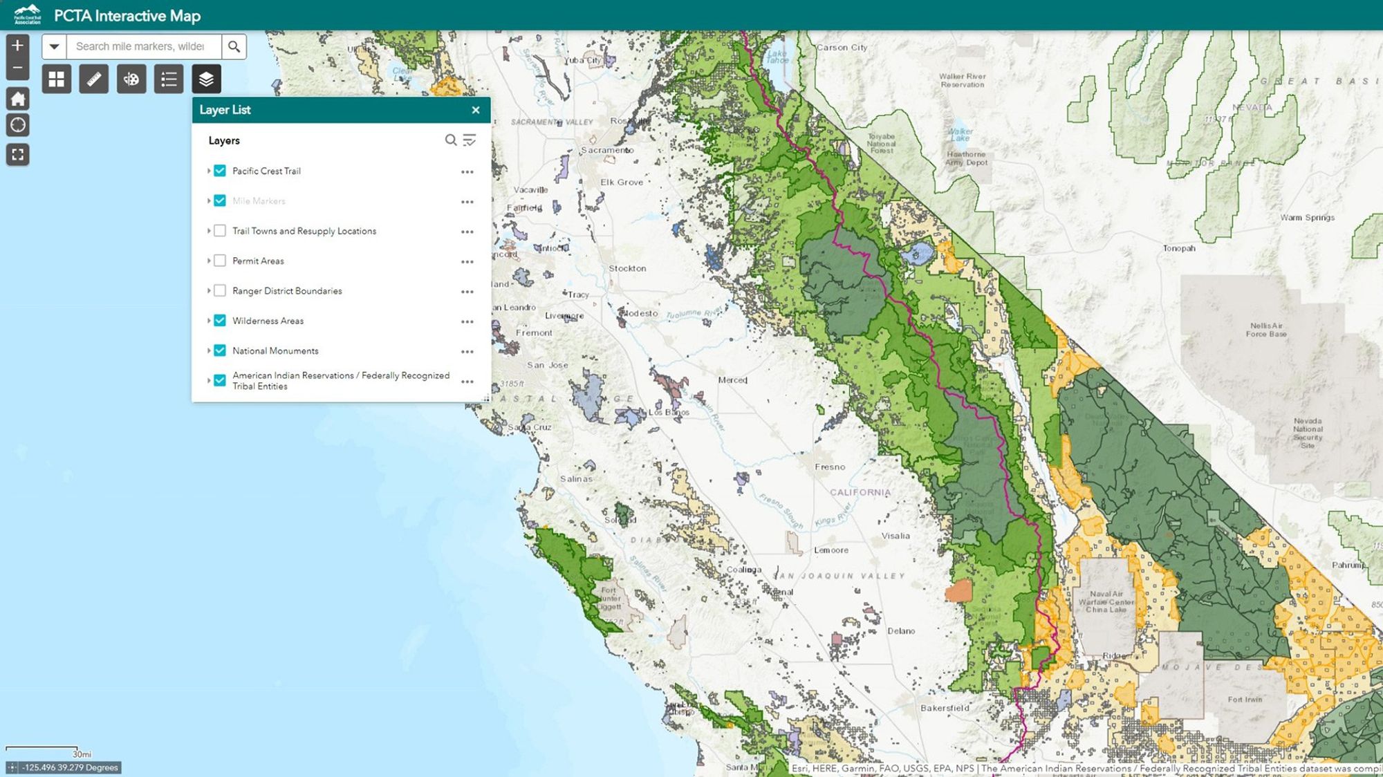 Maps of the Pacific Crest Trail