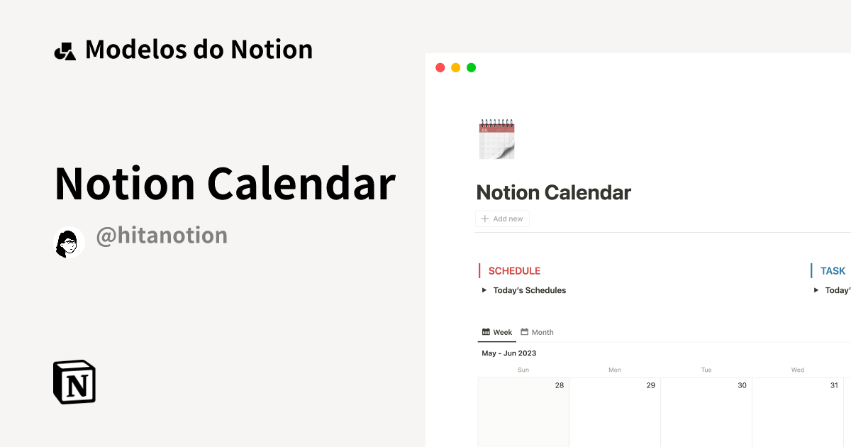 Galeria de modelos do Notion — Notion Calendar