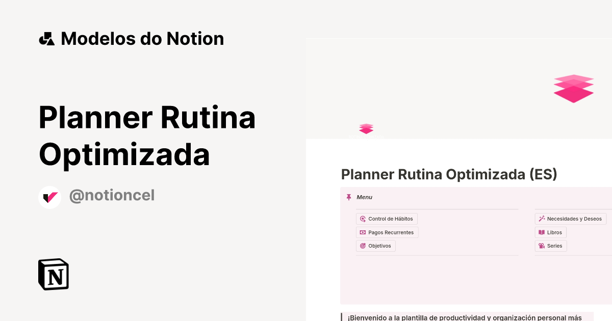 Galeria de modelos do Notion — Planner Rutina Optimizada