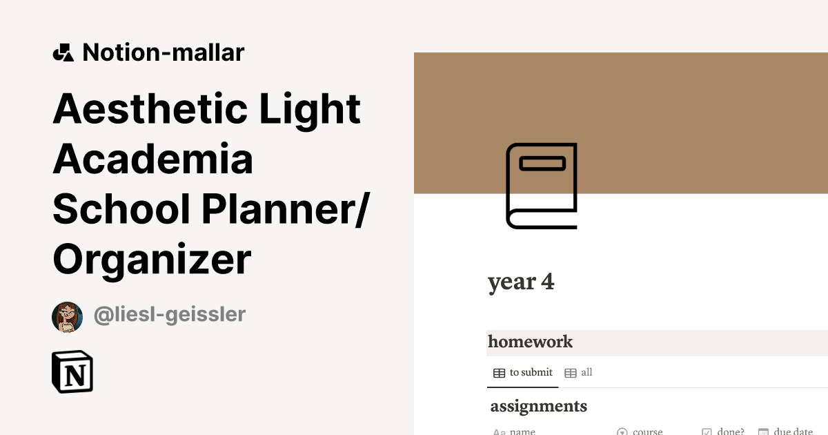 Aesthetic Light Academia School Planner/Organizer